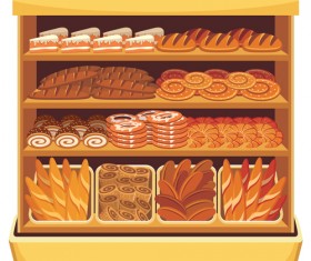 supermarket showcase and food vector set 04
