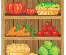 supermarket showcase and food vector set 06