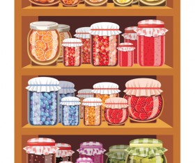 supermarket showcase and food vector set 07