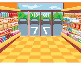 supermarket showcase and food vector set 09