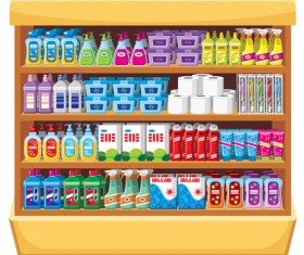 supermarket showcase and food vector set 11