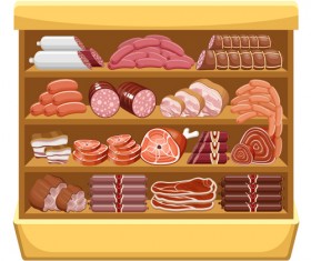 supermarket showcase and food vector set 12