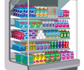 supermarket showcase and food vector set 13