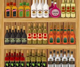 supermarket showcase and food vector set 18