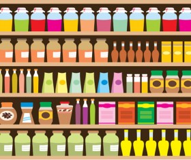 supermarket showcase and food vector set 20