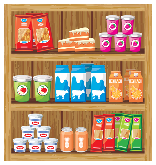 supermarket showcase and food vector set 21 free download