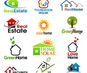 12 Kind real estate logos free vector