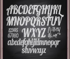 Alphabet with numbers and chalkboard vector 02