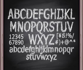 Alphabet with numbers and chalkboard vector 04