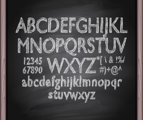 Alphabet with numbers and chalkboard vector 05
