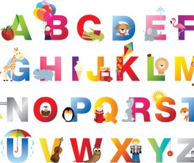 Baby with animal alphabet vector