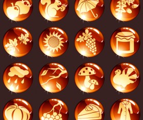 Ball shapes weather with food icons vector