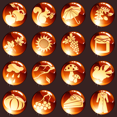 Ball shapes weather with food icons vector
