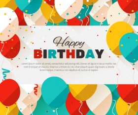 Balloon with confetti flat birthday background