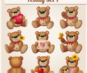 Bears teddy design vector set 01