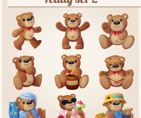 Bears teddy design vector set 02