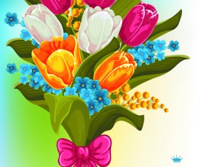 Beautiful bouquet of tulips vector