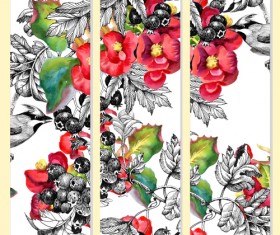 Beautiful flowers design banners vector set 01
