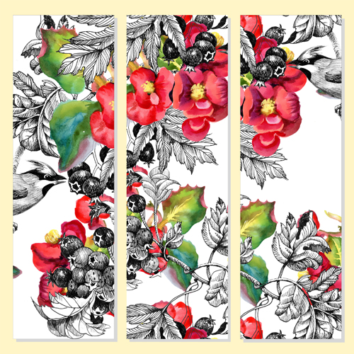 Beautiful flowers design banners vector set 01