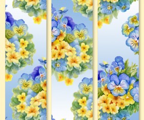 Beautiful flowers design banners vector set 02