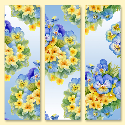 Beautiful flowers design banners vector set 02