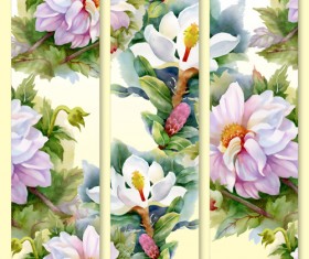 Beautiful flowers design banners vector set 03