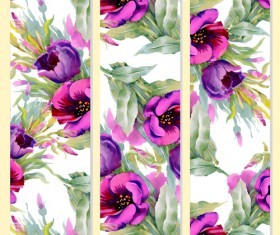 Beautiful flowers design banners vector set 04