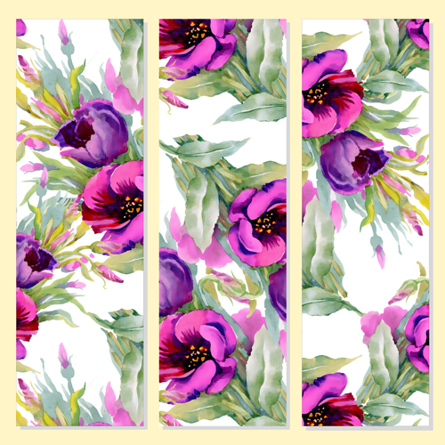 Beautiful flowers design banners vector set 04