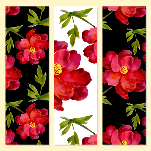 Beautiful flowers design banners vector set 05
