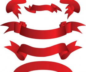 Beautiful red ribbon banners set vector 01