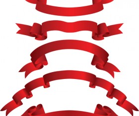 Beautiful red ribbon banners set vector 02