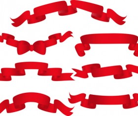 Beautiful red ribbon banners set vector 06