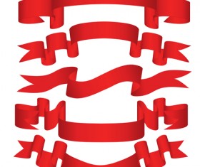 Beautiful red ribbon banners set vector 08