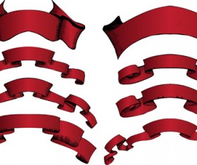 Beautiful red ribbon banners set vector 09