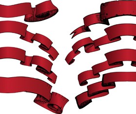 Beautiful red ribbon banners set vector 10