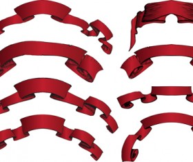 Beautiful red ribbon banners set vector 11