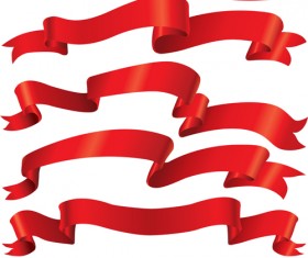 Beautiful red ribbon banners set vector 12