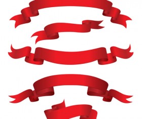 Beautiful red ribbon banners set vector 13