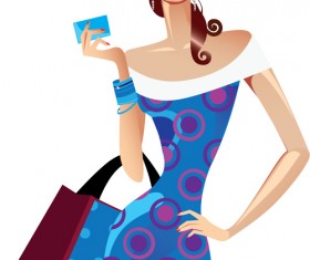 Beautiful shopping girls illustration vector 04
