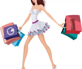 Beautiful shopping girls illustration vector 05