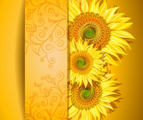 Beautiful sunflowers background vector 02