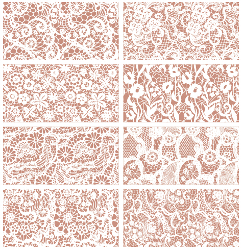 Beautiful vintage lace pattern set vector 01