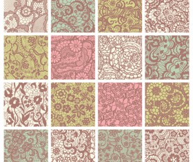 Beautiful vintage lace pattern set vector 02