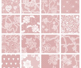 Beautiful vintage lace pattern set vector 05