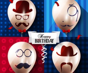 Birthday background with funny balloon vector set 02