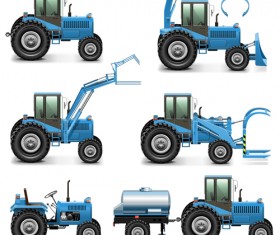 Blue construction vehicles vector graphics