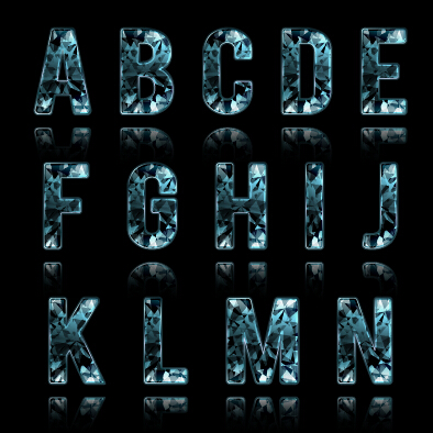 Blue diamond alphabet creative vector 01