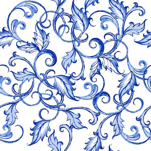 Blue floral ornaments vector backgrounds 01