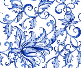 Blue floral ornaments vector backgrounds 03