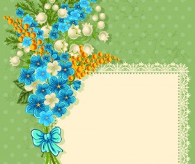 Blue flower with lace card vector 01